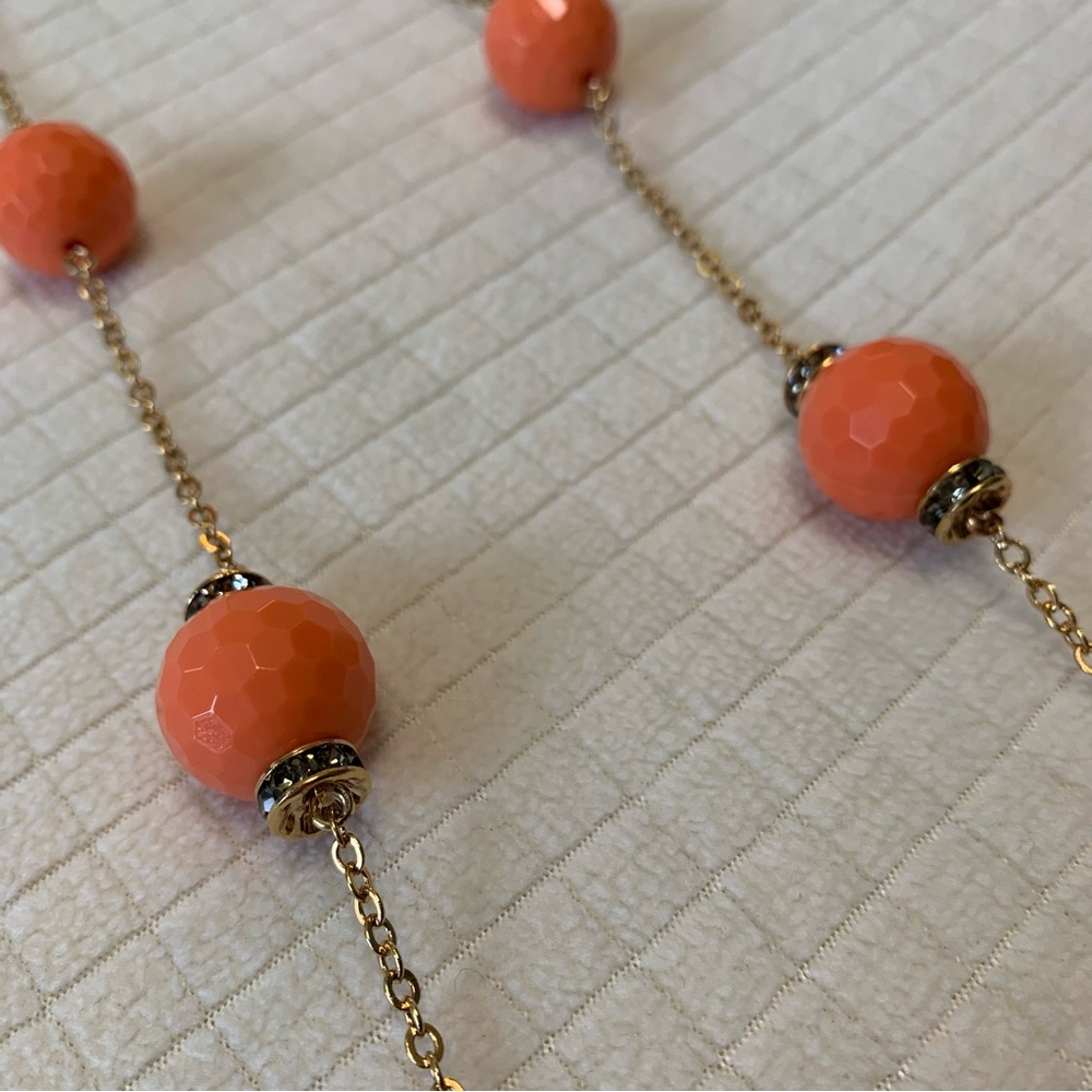 J Crew faceted coral beaded necklace - Picture 4 of 7